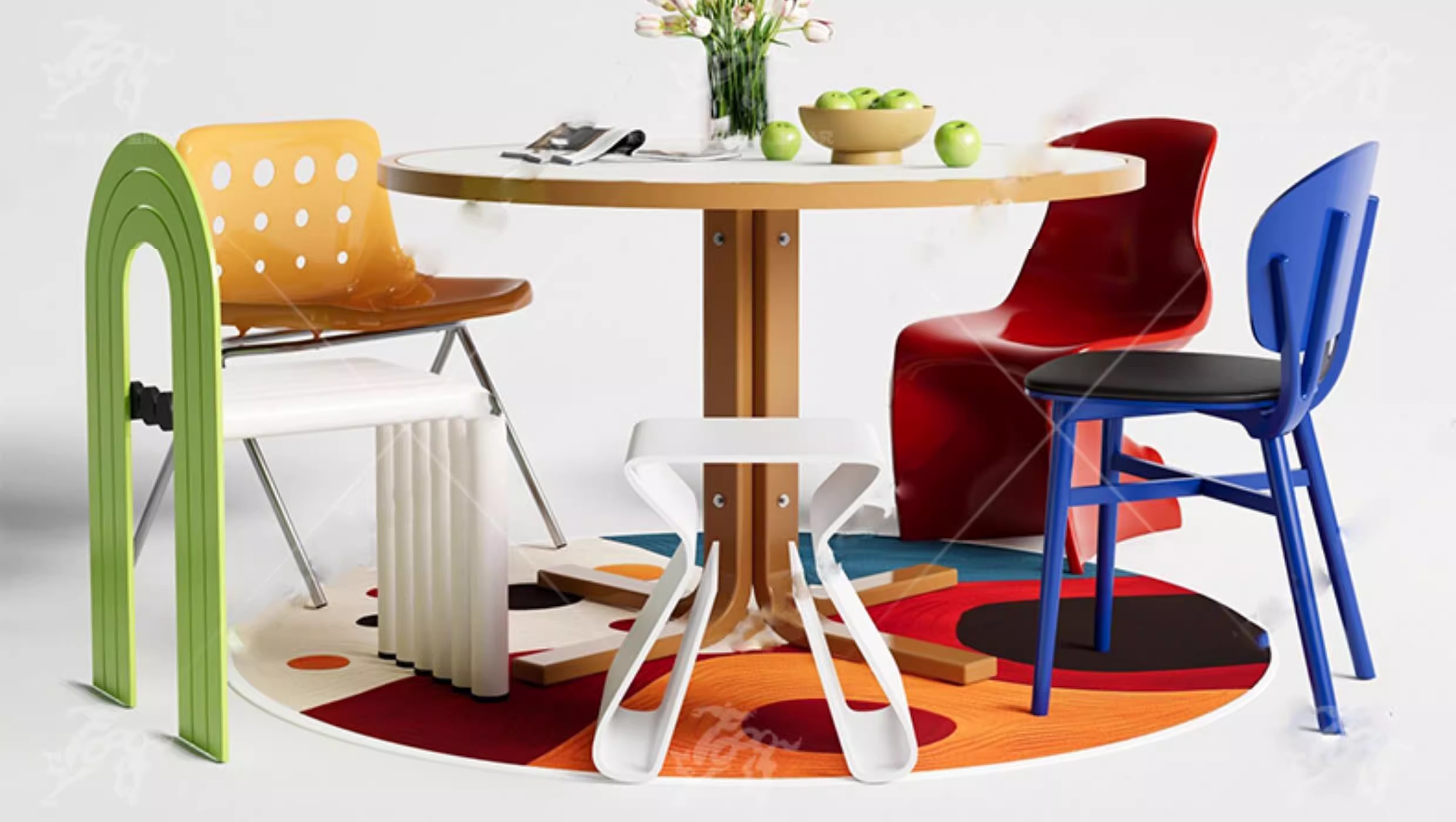 su id48 memphis dining table and chairs