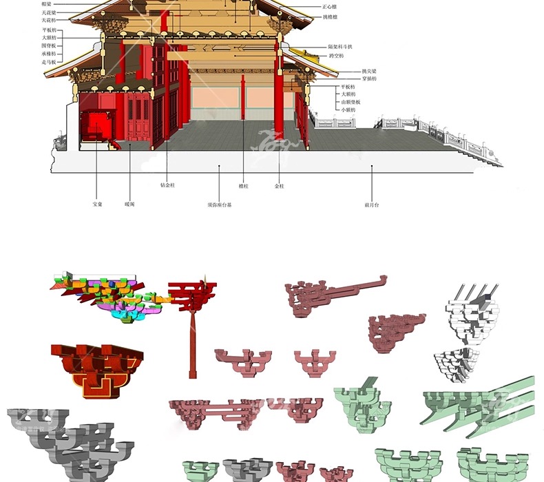 su ad48 shaped wooden structure with brackets