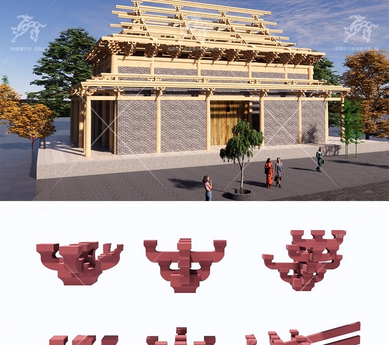 su ad48 shaped wooden structure with brackets