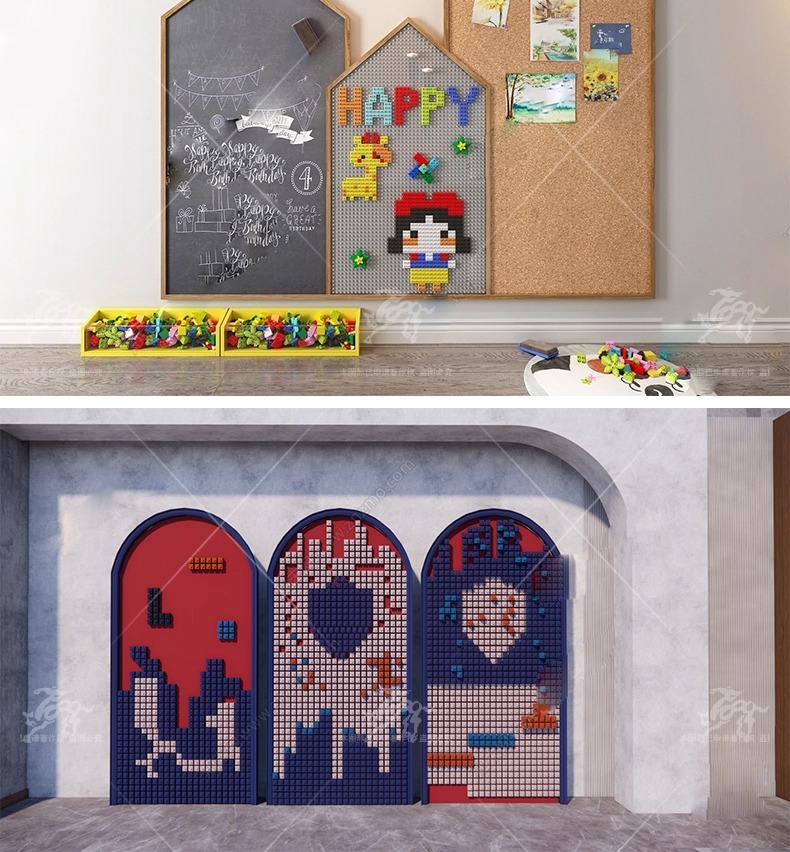 su id64 shaped wood panel wall